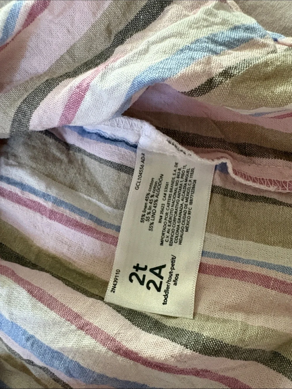 Carter's Pastel Striped Short Sleeve Dress - Pink, Blue & Green